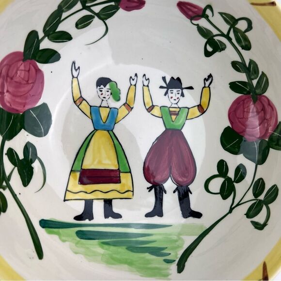 Pennsylvania Folk Art Dutch Mixing Salad Bowl Hand-Painted Vintage made In Japan - Picture 2 of 8